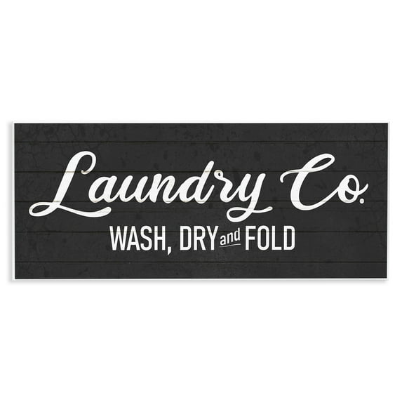 Stupell Industries Rustic Wash Dry Fold Laundry Room Text Sign Wood Wall Art, 17 x 7, Design by Kim Allen