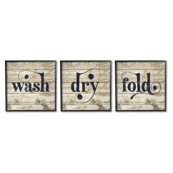 Stupell Industries Rustic Wash Dry Fold Text Distressed Grain Design Design by Kyra Brown