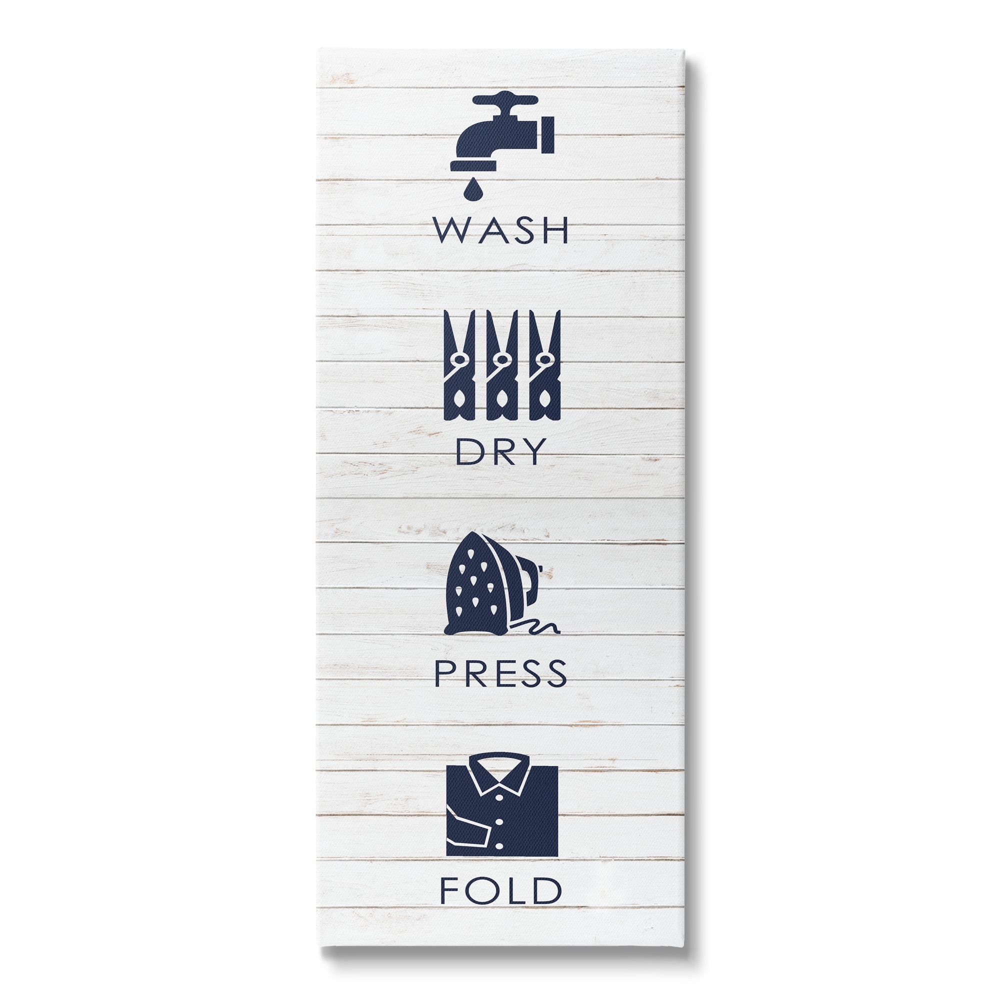 Stupell Industries Rustic Wash Dry Press Fold Laundry Text Quote Canvas Wall Art, 13 x 30, Design by Melody Hogan