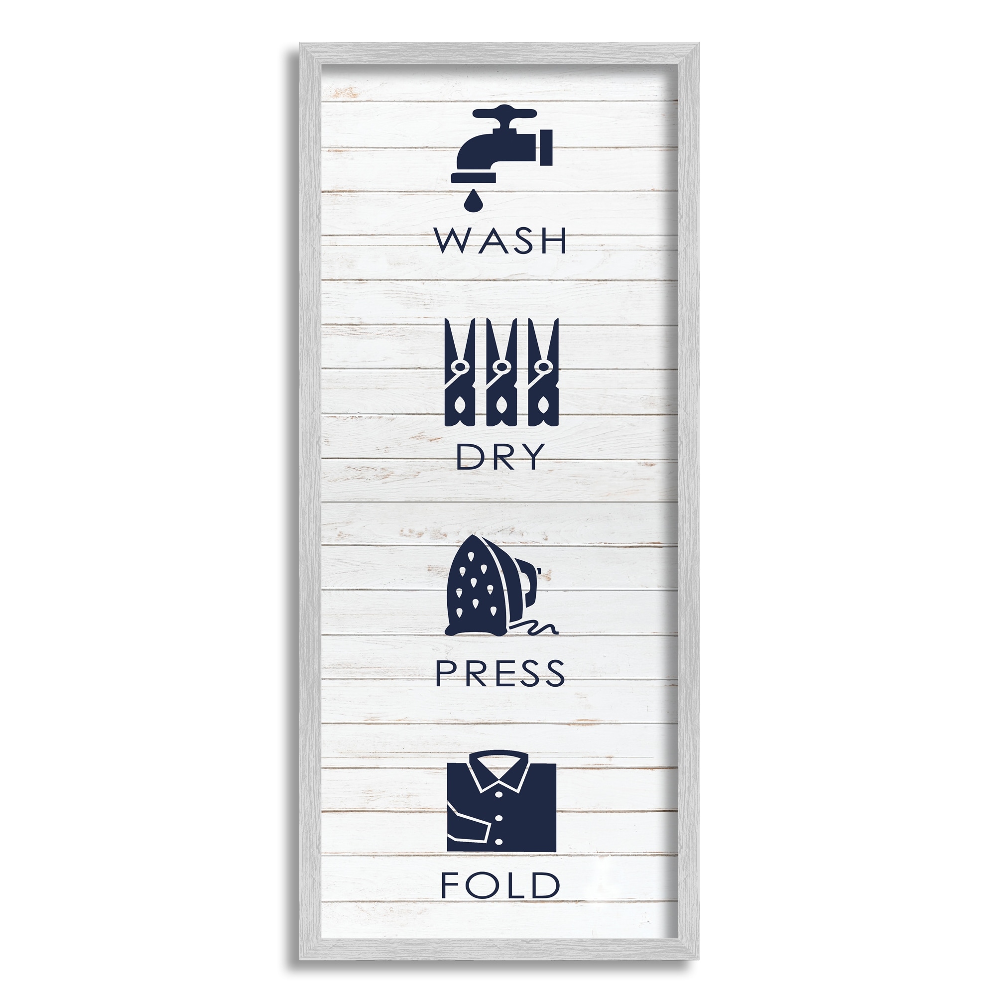 Stupell Industries Rustic Wash Dry Press Fold Laundry Text Quote Framed Wall Art, 13 x 30, Design by Melody Hogan