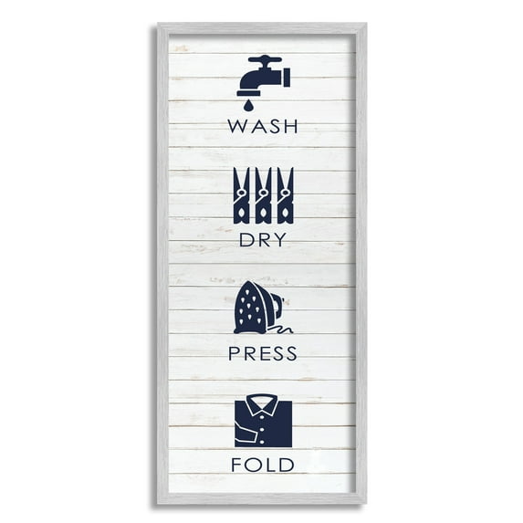 Stupell Industries Rustic Wash Dry Press Fold Laundry Text Quote Framed Wall Art, 13 x 30, Design by Melody Hogan