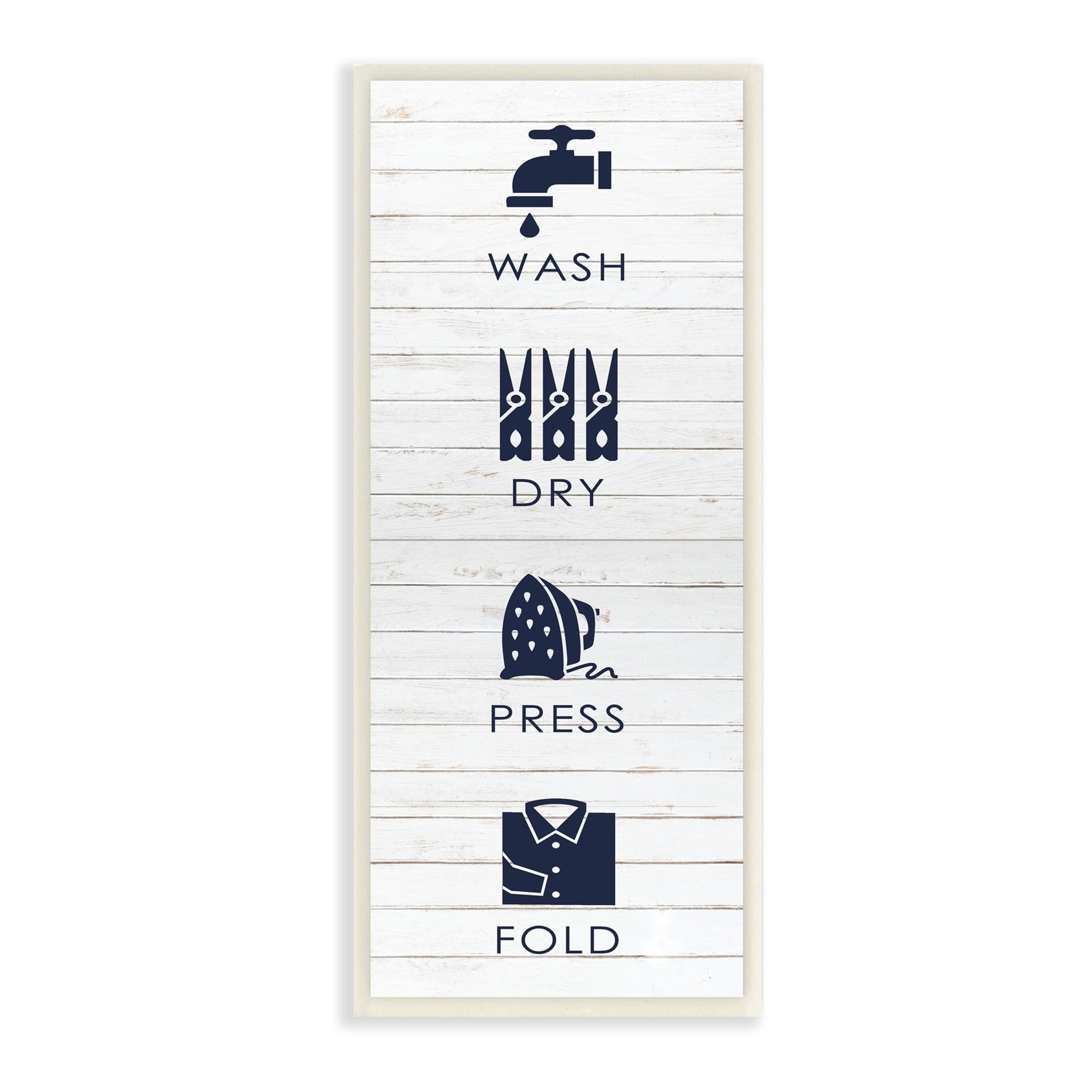 Stupell Industries Rustic Wash Dry Press Fold Laundry Text Quote Wood Wall Art, 7 x 17, Design by Melody Hogan