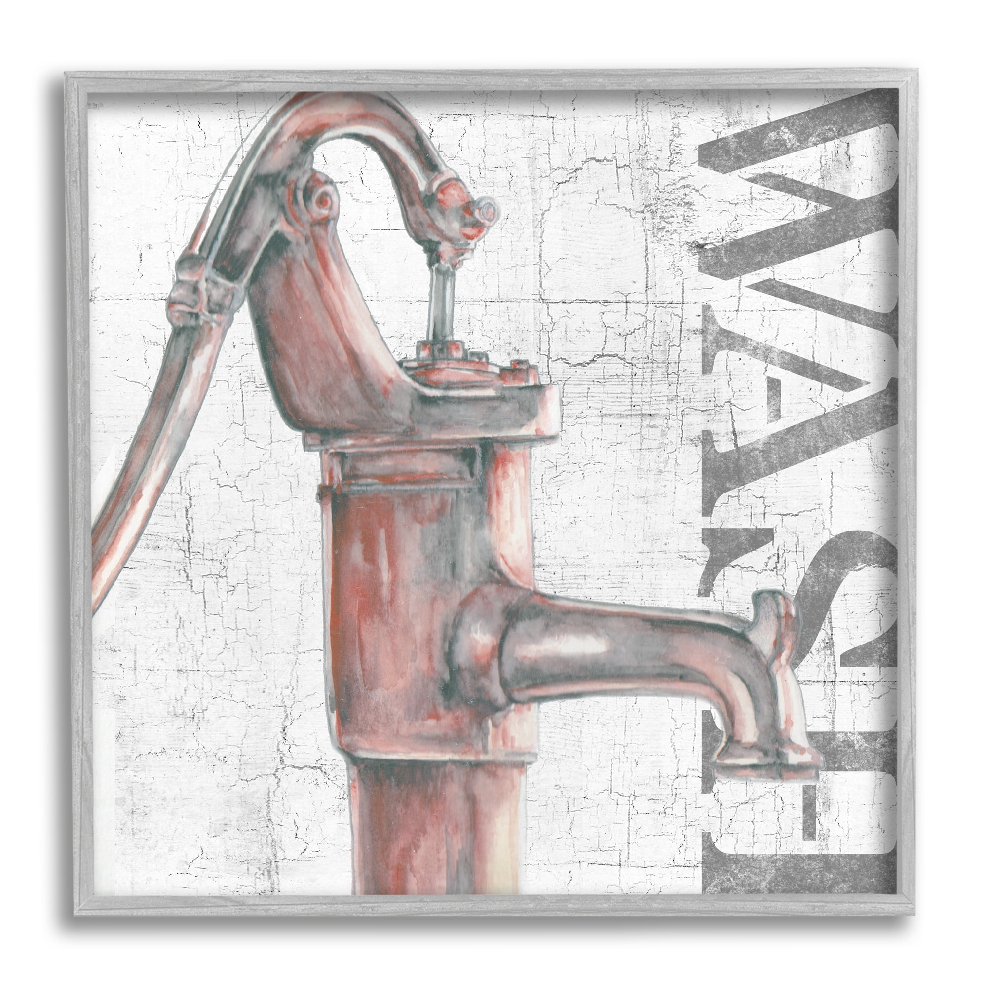 Stupell Industries Rustic Wash Spicket Typography Painting Gray Framed Art Print Wall Art, 24 x 24