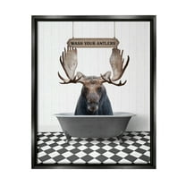 Stupell Industries Rustic Wash Your Antlers Animals & Insects Painting Black Floater Framed Art Print Wall Art, 17 x 21