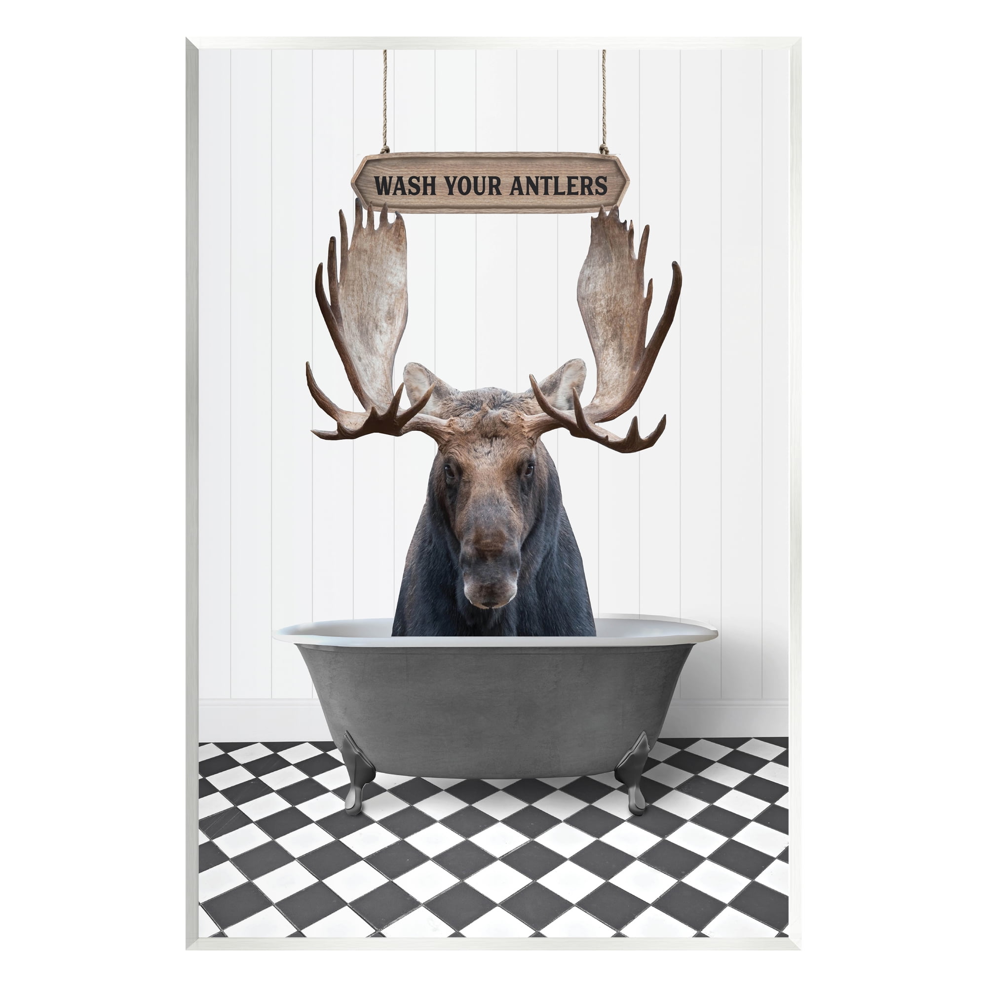 Stupell Industries Rustic Wash Your Antlers Animals & Insects Painting Unframed Art Print Wall Art, 13 x 19