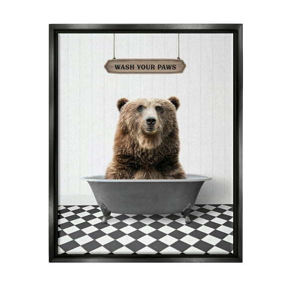 Stupell Industries Rustic Wash Your Paws Animals & Insects Painting Black Floater Framed Art Print Wall Art, 17 x 21