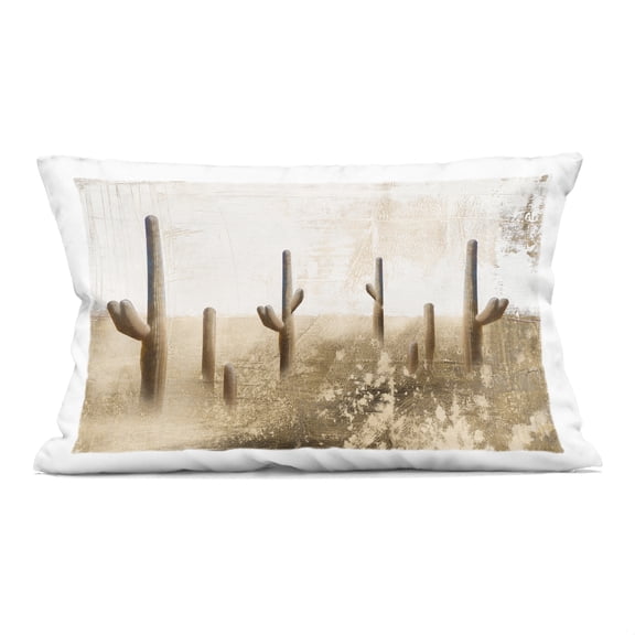Stupell Industries - Rustic Weathered Cactus Throw Pillow 14" x 20" by Dan Meneely