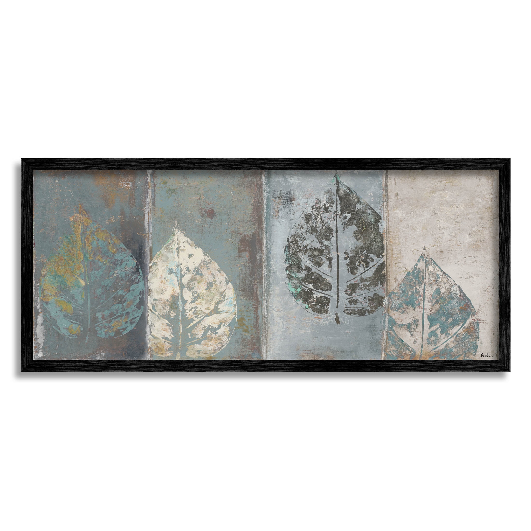 Stupell Industries Rustic Weathered Leaf Motif Graphic Art Black Framed Art Print Wall Art, Design by Patricia Pinto