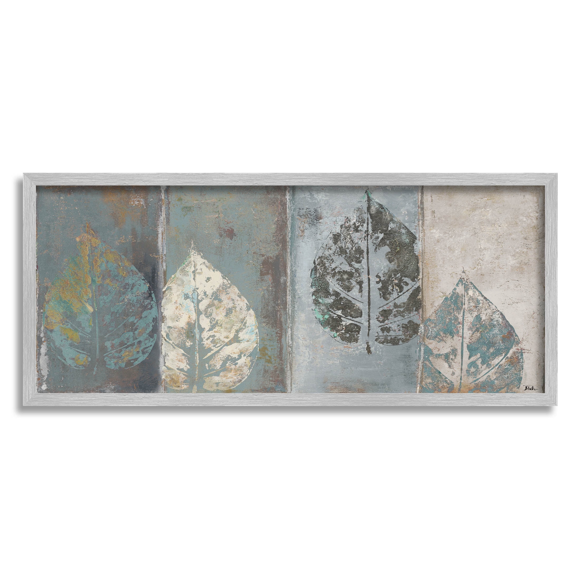 Stupell Industries Rustic Weathered Leaf Motif Graphic Art Gray Framed Art Print Wall Art, Design by Patricia Pinto