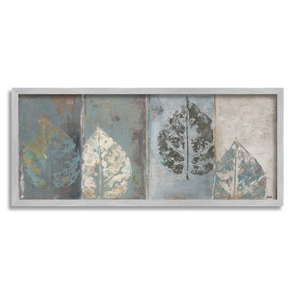 Stupell Industries Rustic Weathered Leaf Motif Graphic Art Gray Framed Art Print Wall Art, Design by Patricia Pinto