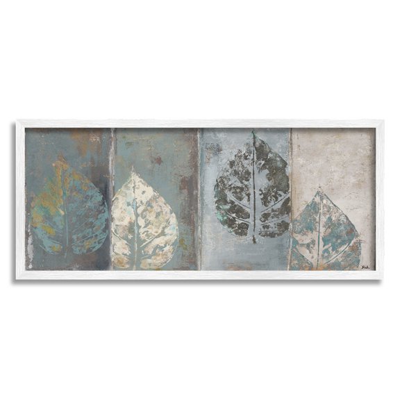 Stupell Industries Rustic Weathered Leaf Motif Graphic Art White Framed Art Print Wall Art, Design by Patricia Pinto