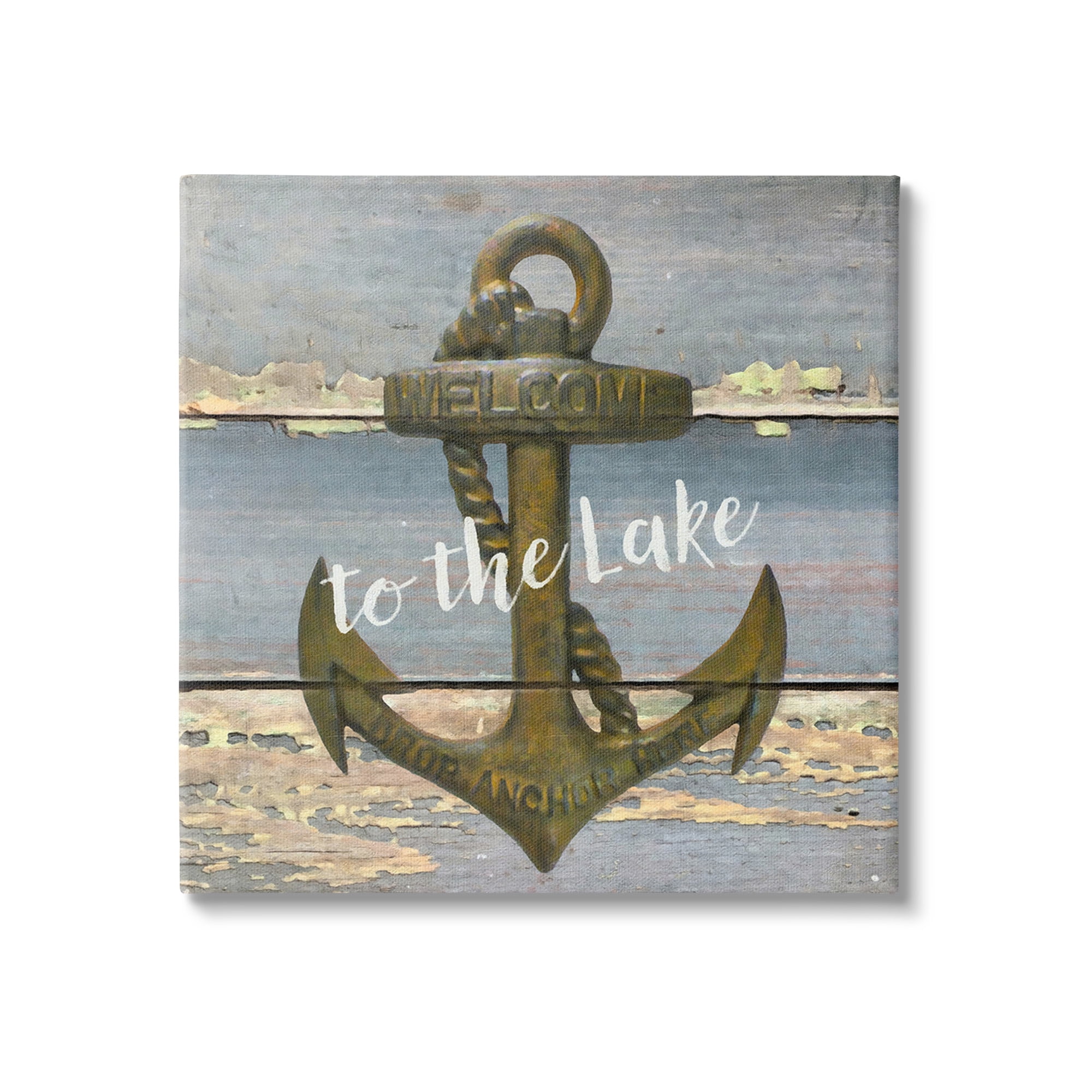 Stupell Industries Rustic Welcome Anchor Nature Painting Gallery Wrapped Canvas Art Print Wall Art, 36 x 36