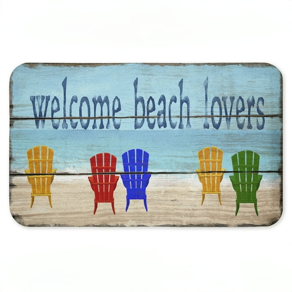Stupell Industries Rustic Welcome Beach Lovers Printed Anti-Fatigue Floor Mat, design by Gail Fraser, 30"x18"