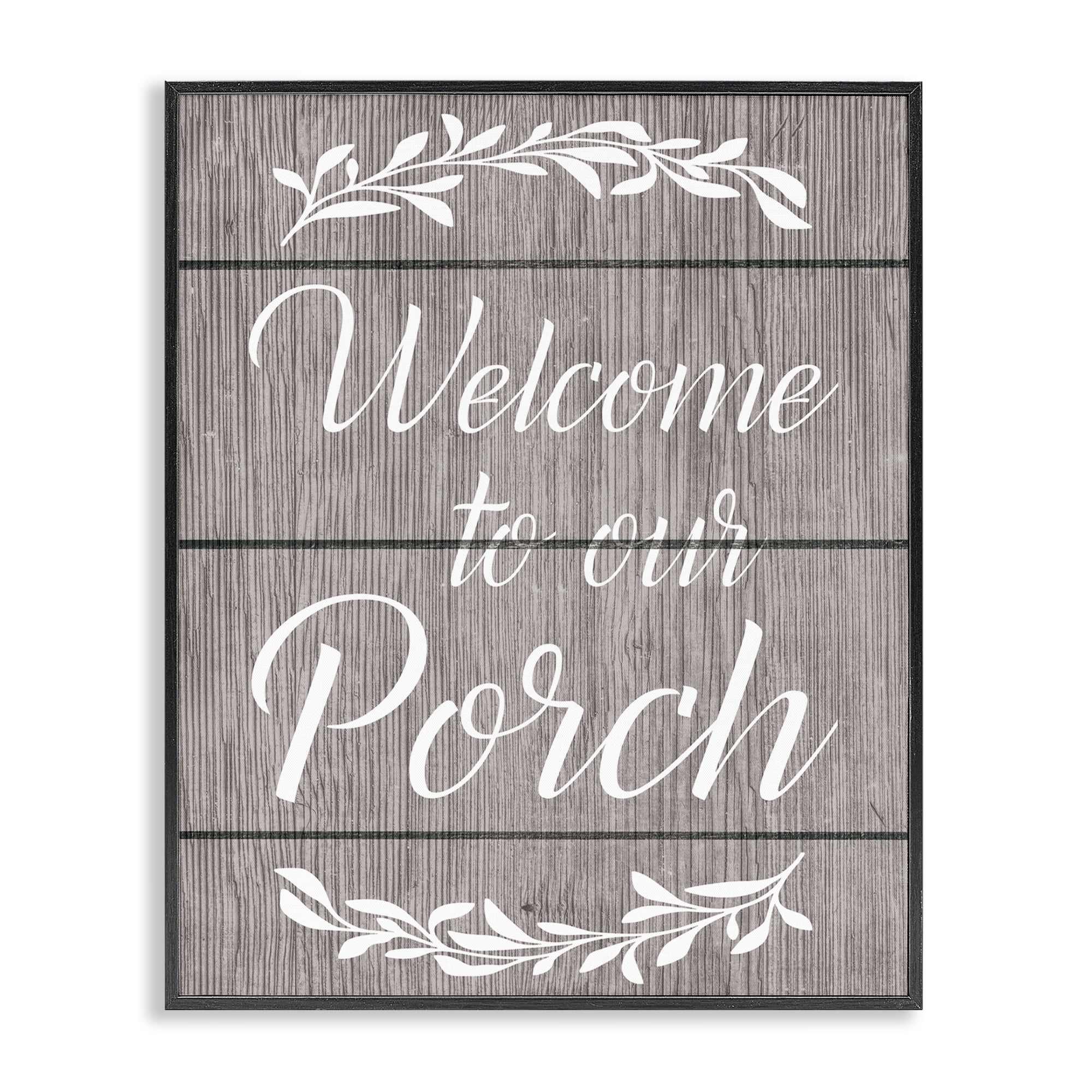 Stupell Industries Rustic Welcome Porch Text & Numbers Painting Black Framed Art Print Wall Art, 11 x 14