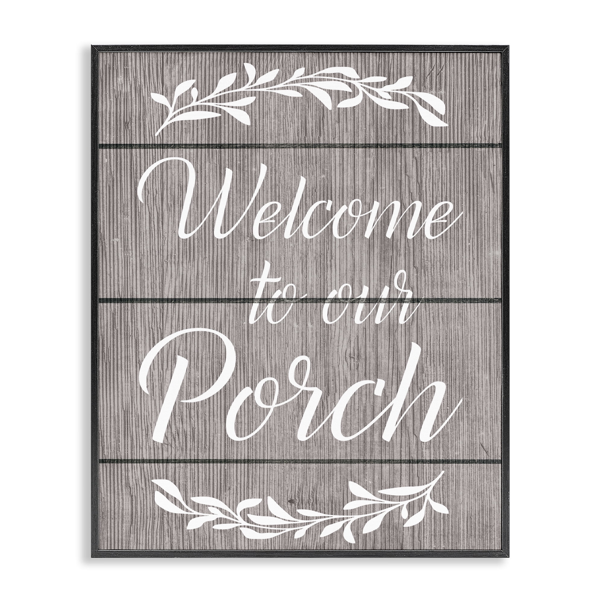 Stupell Industries Rustic Welcome Porch Text & Numbers Painting Black Framed Art Print Wall Art, 24 x 30