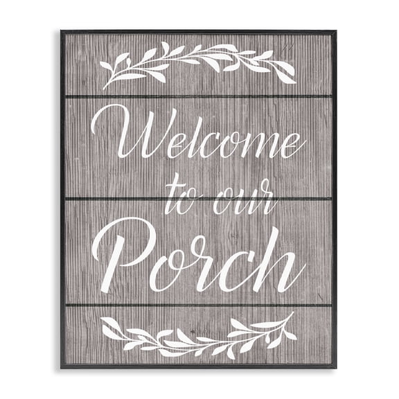 Stupell Industries Rustic Welcome Porch Text & Numbers Painting Black Framed Art Print Wall Art, 24 x 30