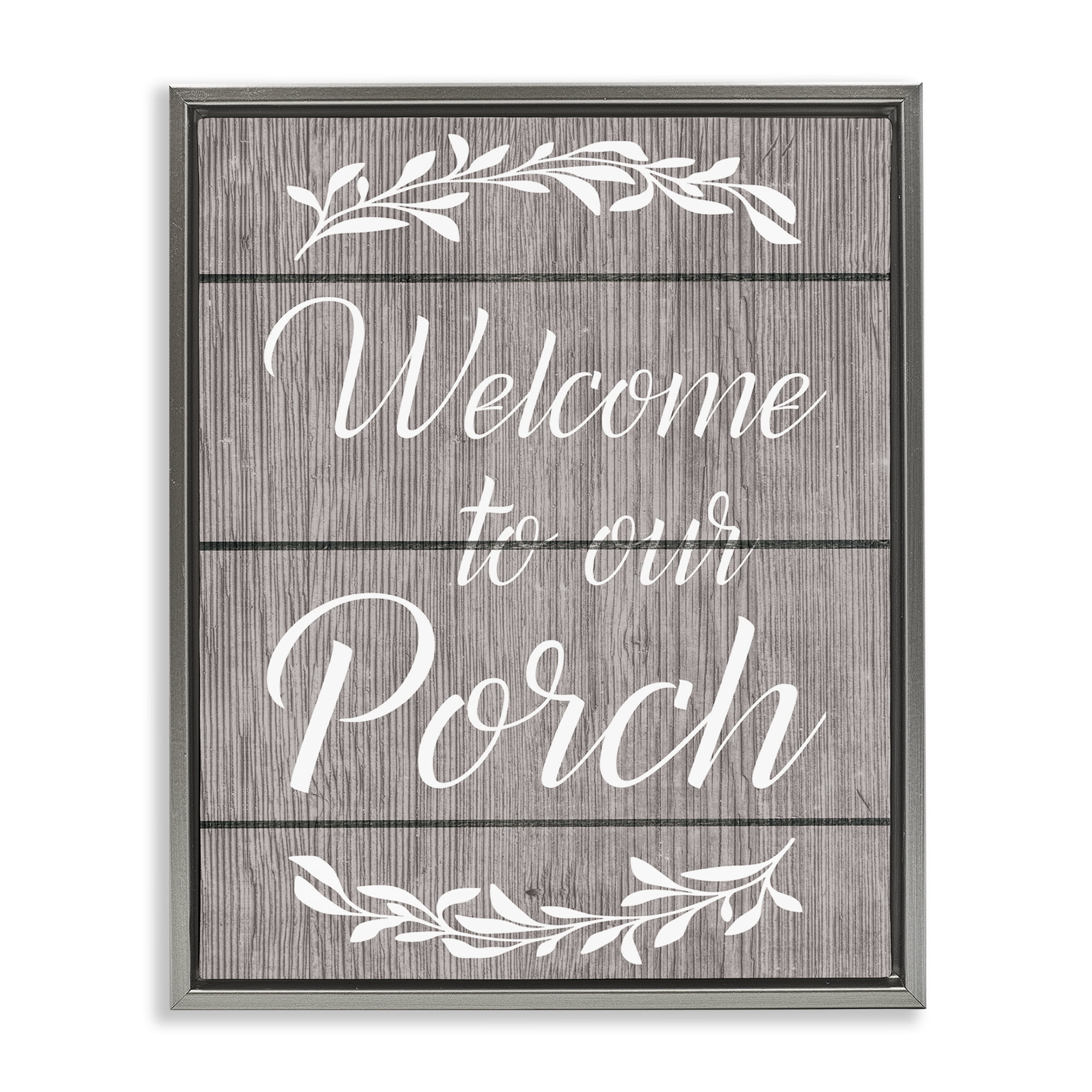 Stupell Industries Rustic Welcome Porch Text & Numbers Painting Gray Floater Framed Canvas Art Print Wall Art, 25 x 31