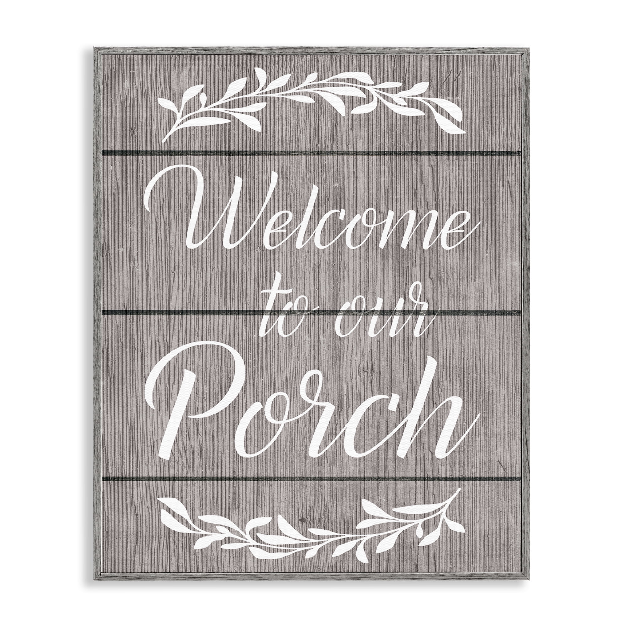 Stupell Industries Rustic Welcome Porch Text & Numbers Painting Gray Framed Art Print Wall Art, 11 x 14