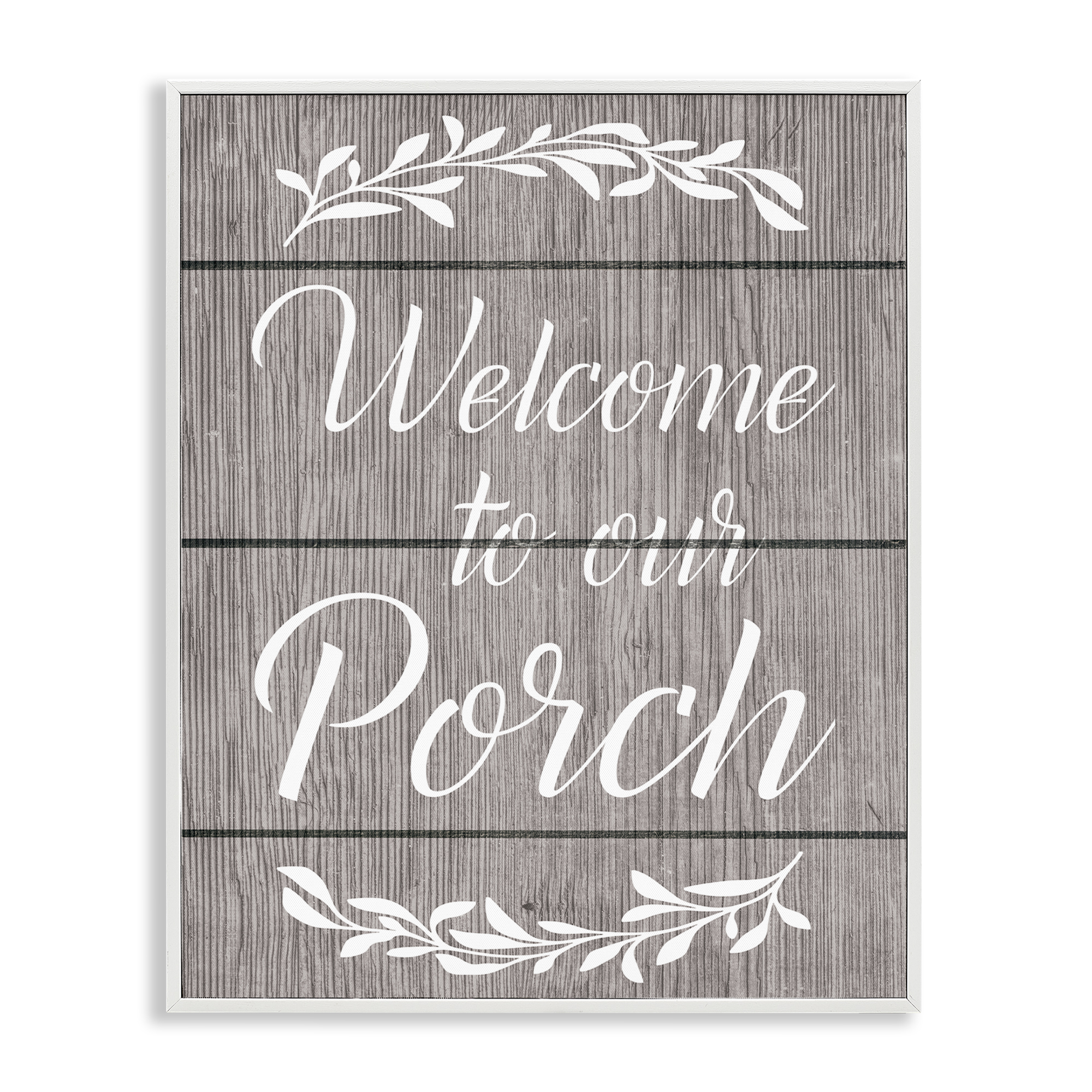 Stupell Industries Rustic Welcome Porch Text & Numbers Painting White Framed Art Print Wall Art, 16 x 20