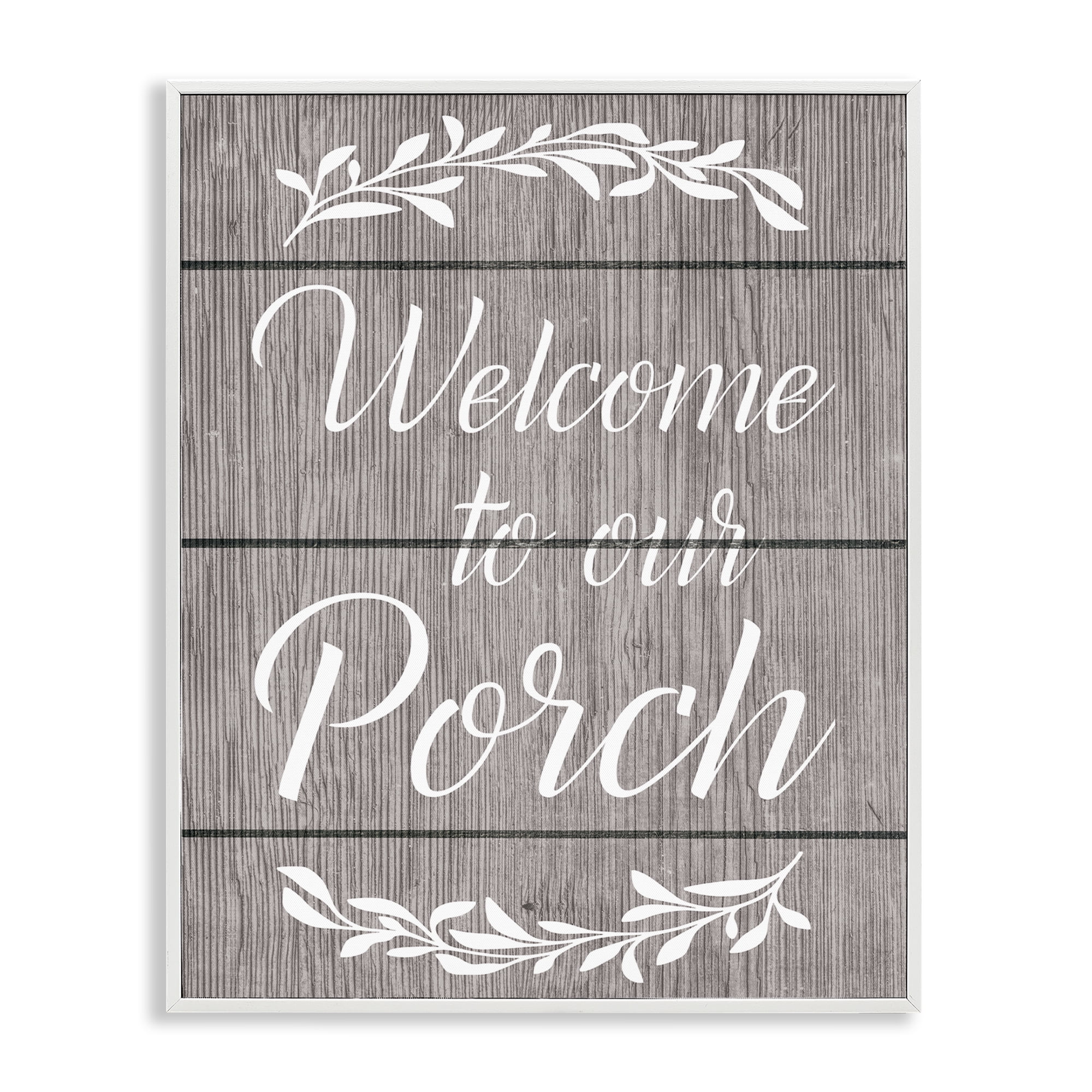 Stupell Industries Rustic Welcome Porch Text & Numbers Painting White Framed Art Print Wall Art, 24 x 30
