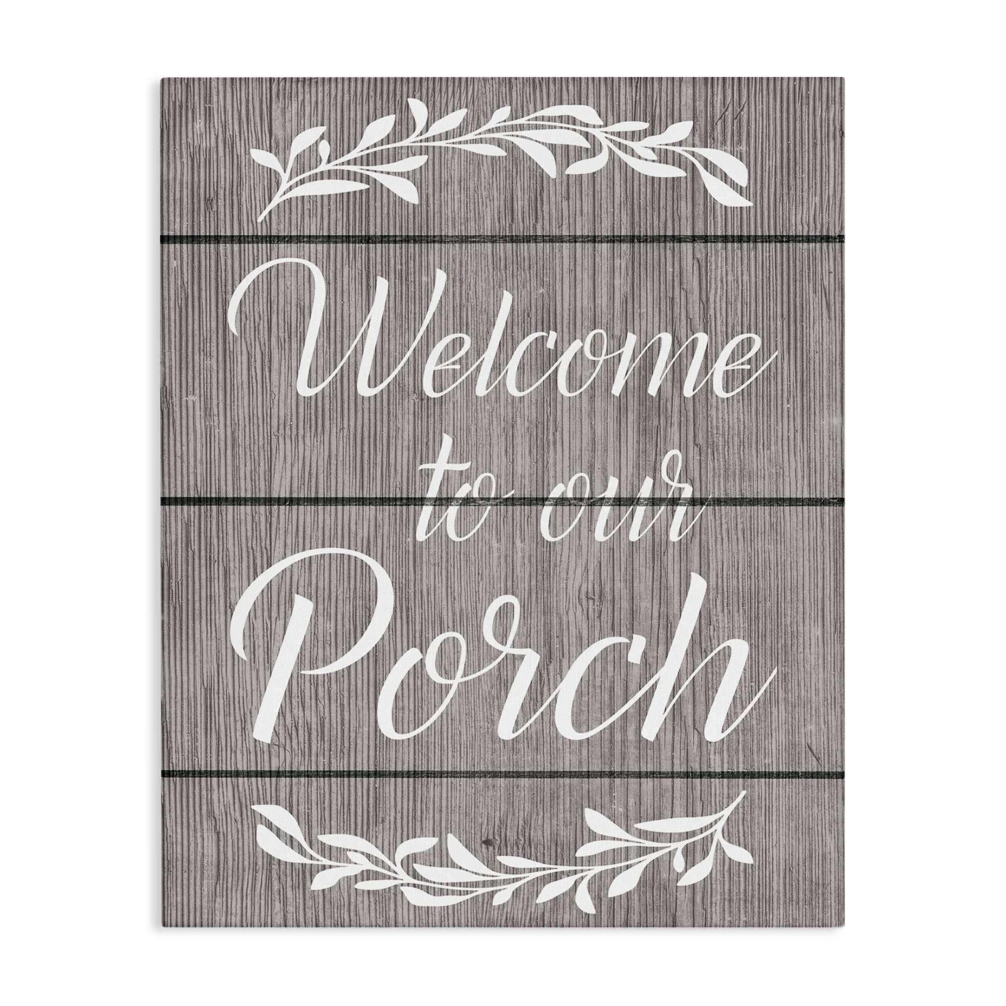 Stupell Industries Rustic Welcome Porch Text & Numbers Painting Wrapped Canvas Art Print Wall Art, 24 x 30
