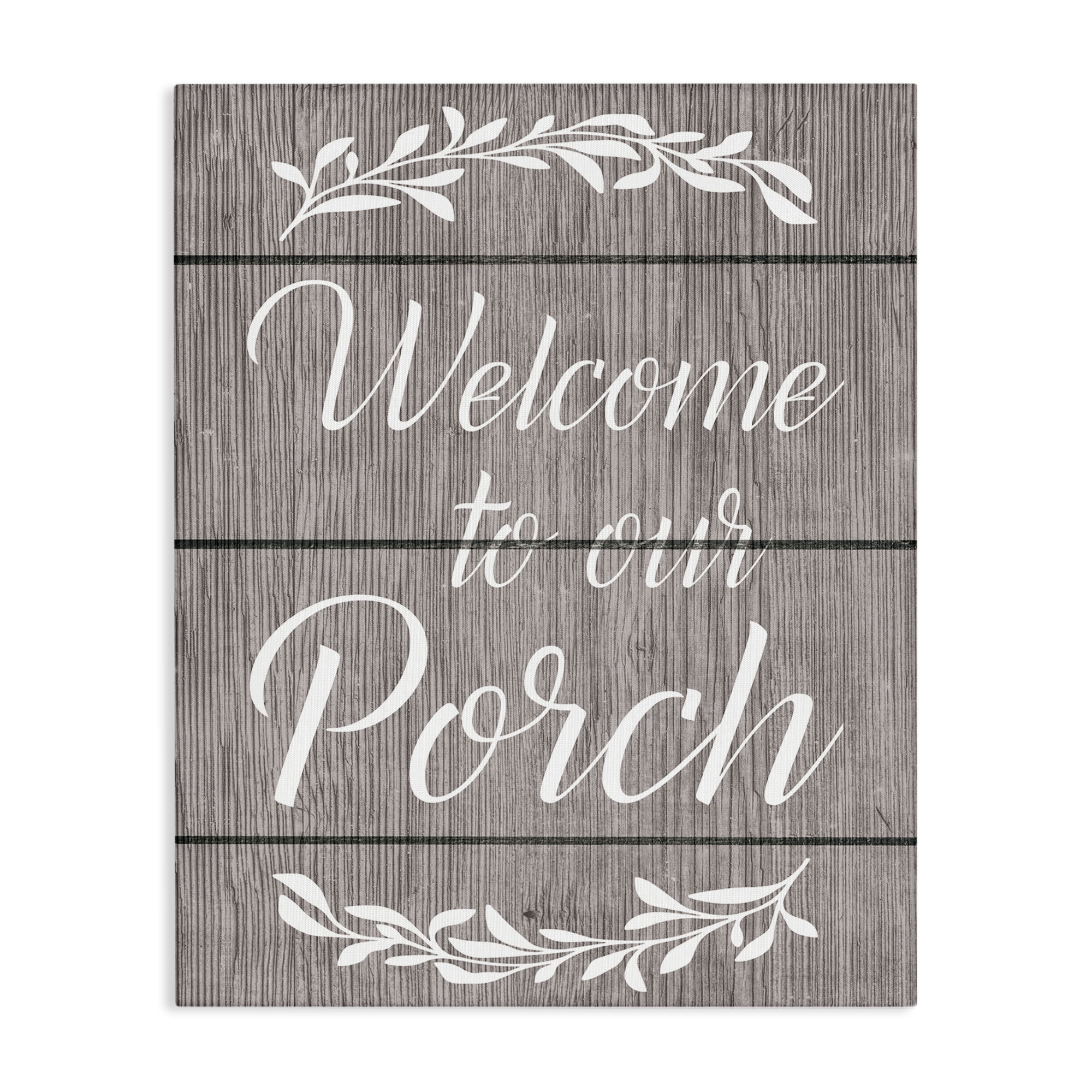 Stupell Industries Rustic Welcome Porch Text & Numbers Painting Wrapped Canvas Art Print Wall Art, 36 x 48