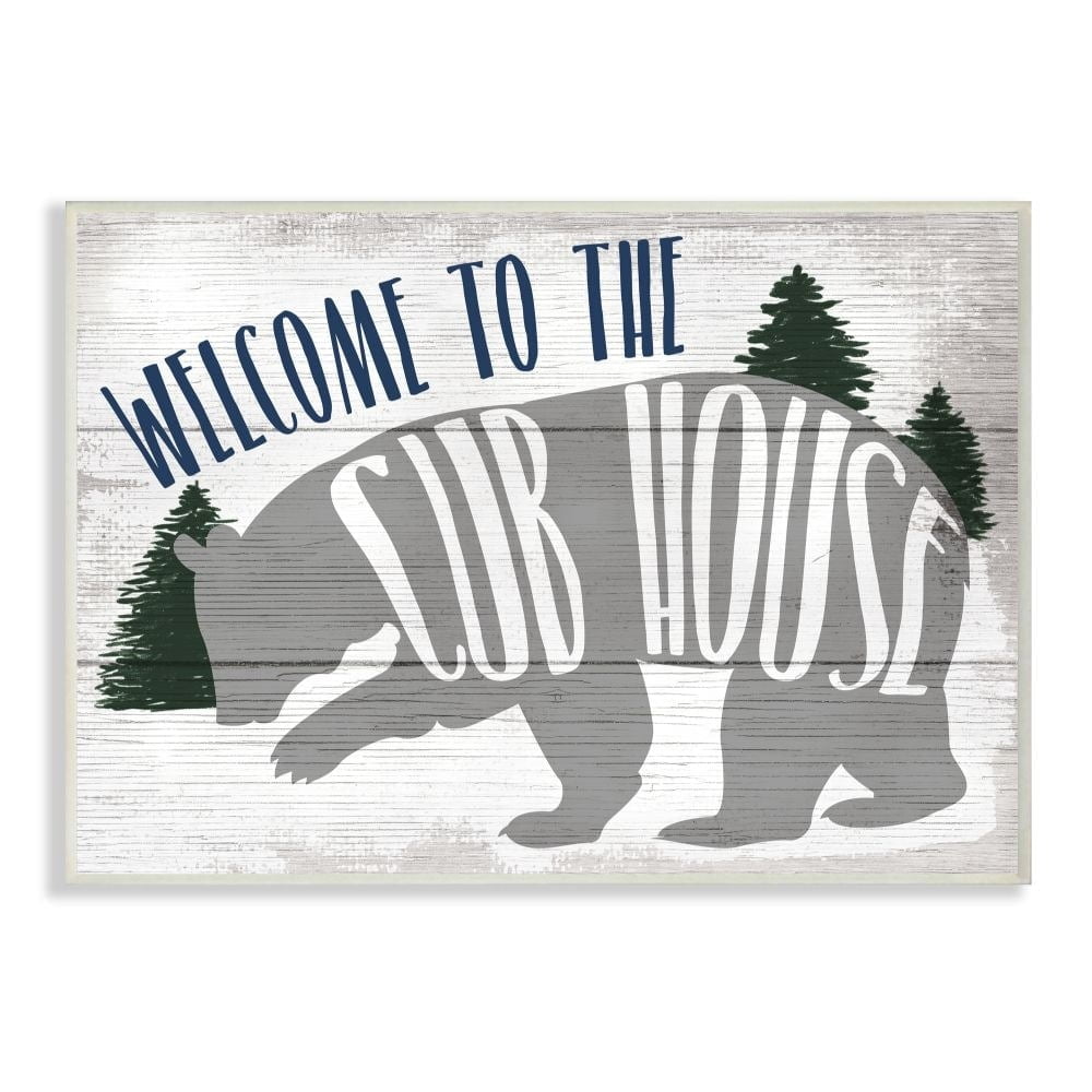 Stupell Industries Rustic Welcome to Cub House Quote Animal Pun Wall Plaque Design by Daphne Polselli
