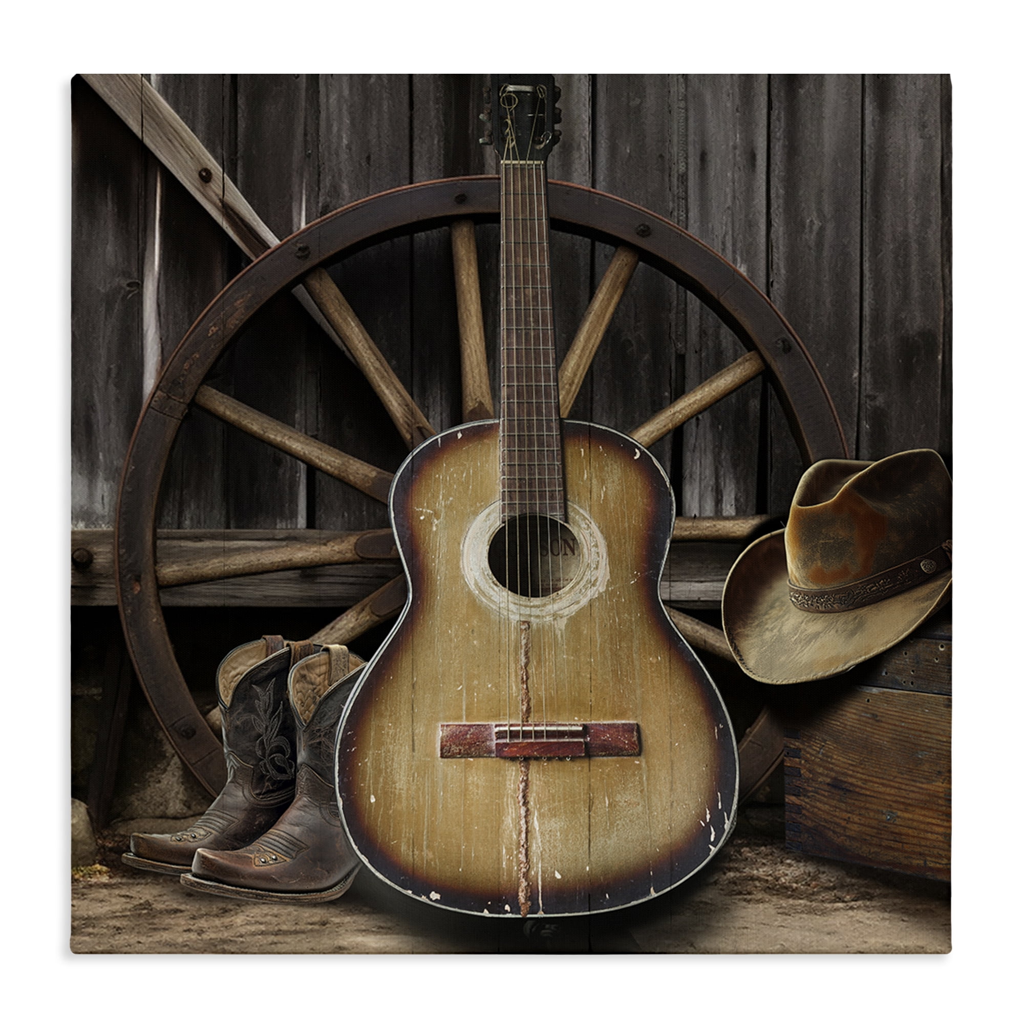 Stupell Industries Rustic Western Guitar with Hat Canvas Wall Art, design by CAD Designs