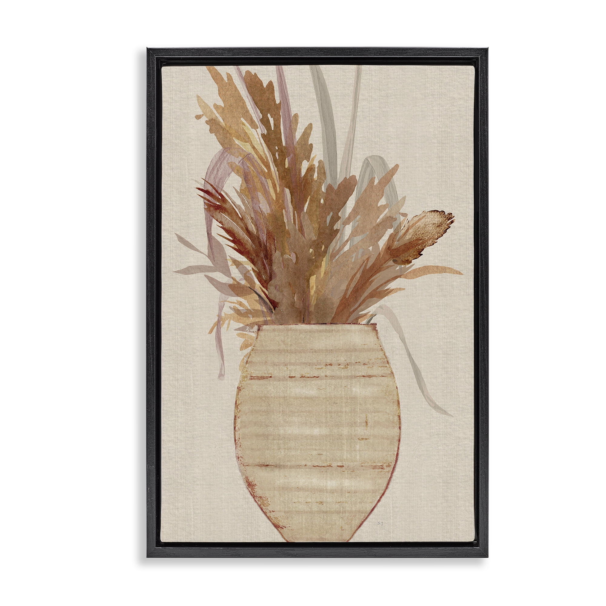 Stupell Industries Rustic Wheat & Pottery Botanical & Floral Painting Black Floater Framed Art Print Wall Art, 17 x 25