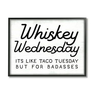 Stupell Industries Rustic Whiskey Wednesday Food & Beverage Painting Black Framed Art Print Wall Art, 14 x 11