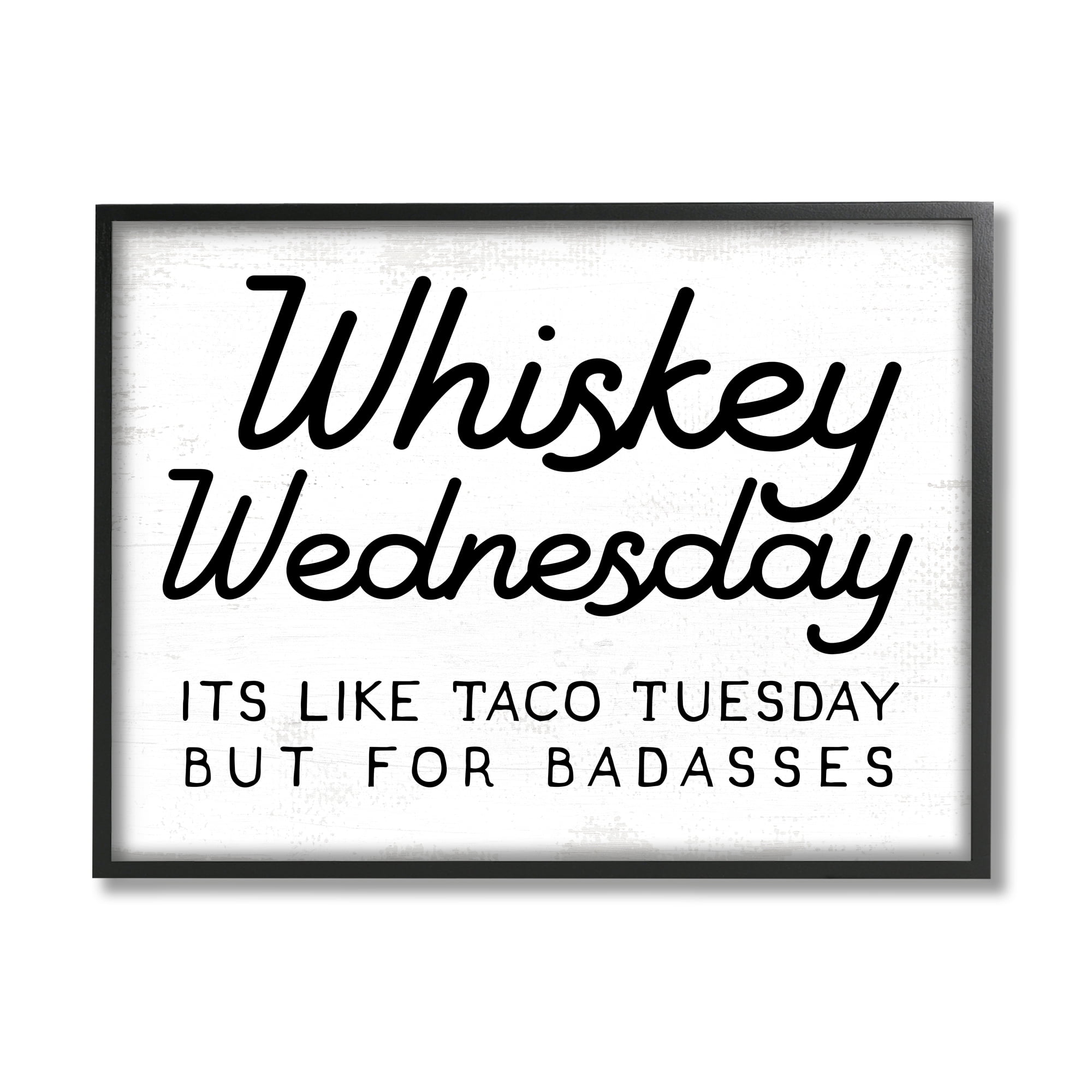 Stupell Industries Rustic Whiskey Wednesday Food & Beverage Painting Black Framed Art Print Wall Art, 20 x 16