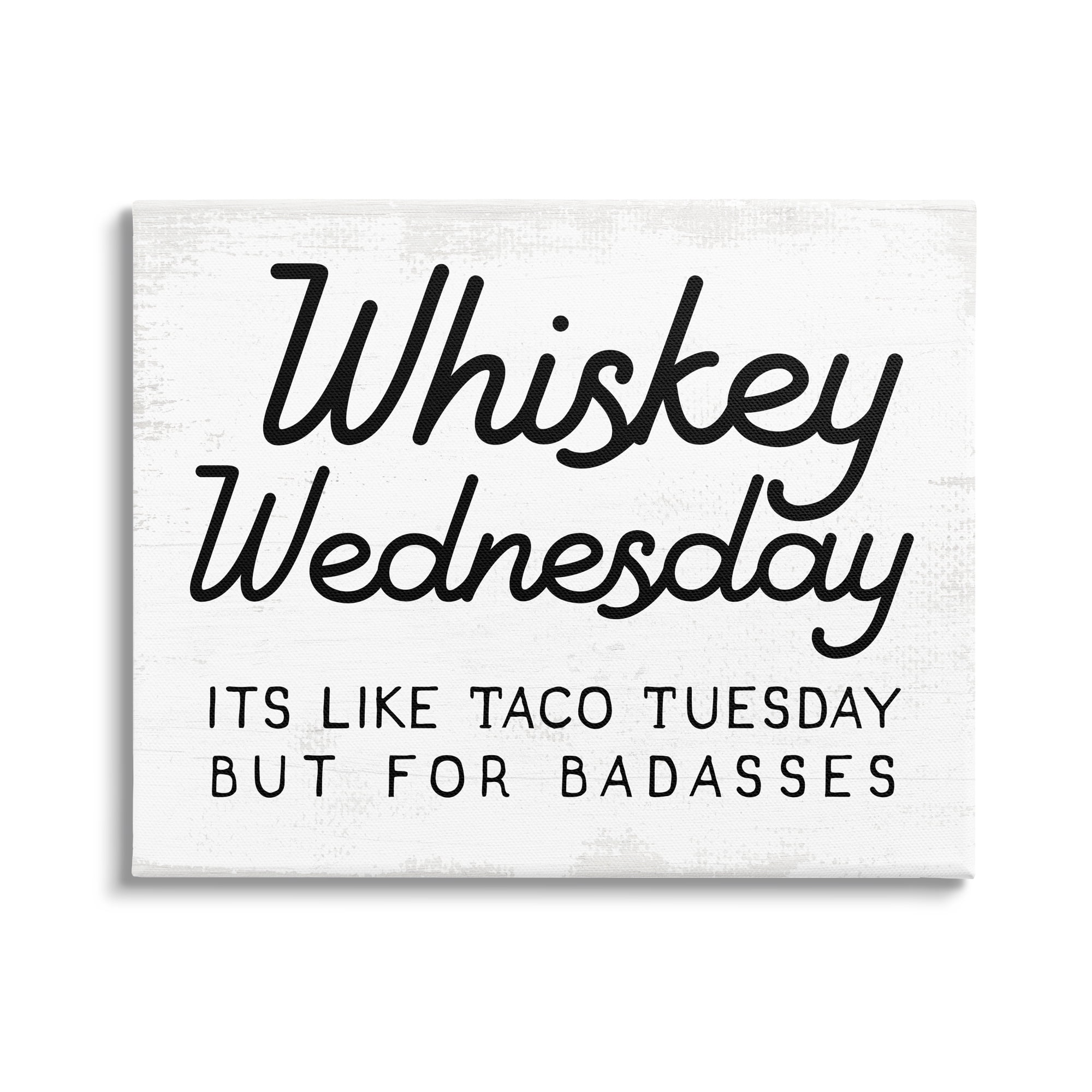 Stupell Industries Rustic Whiskey Wednesday Food & Beverage Painting Gallery Wrapped Canvas Art Print Wall Art, 20 x 16