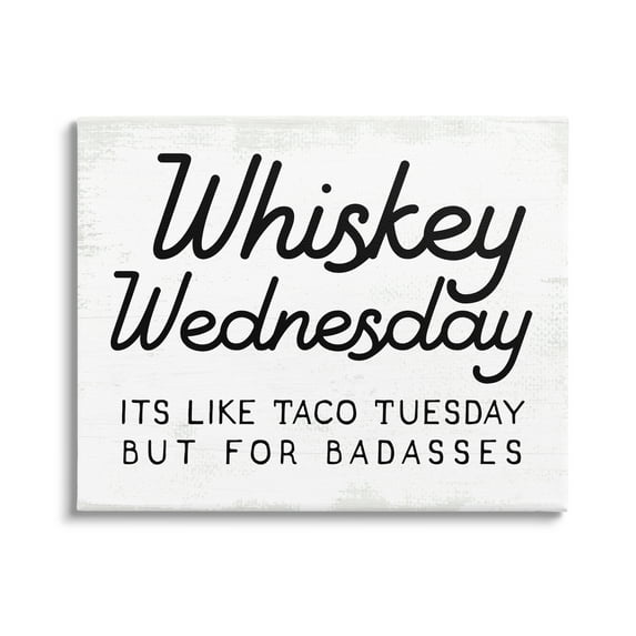 Stupell Industries Rustic Whiskey Wednesday Food & Beverage Painting Gallery Wrapped Canvas Art Print Wall Art, 48 x 36