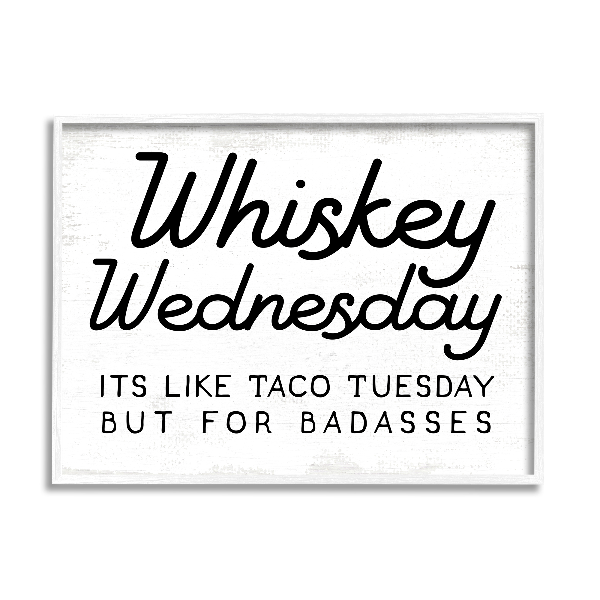 Stupell Industries Rustic Whiskey Wednesday Food & Beverage Painting White Framed Art Print Wall Art, 14 x 11