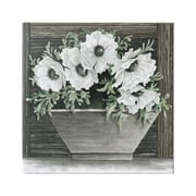 Stupell Industries Rustic White Anemone Flower Blossoms Overhanging Planter Painting Gallery Wrapped Canvas Print Wall Art, Design by Cindy Jacobs