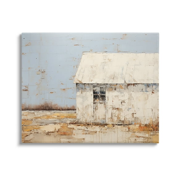 Stupell Industries Rustic White Barn Abstract Painting Gallery Wrapped Canvas Art Print Wall Art, 20 x 16