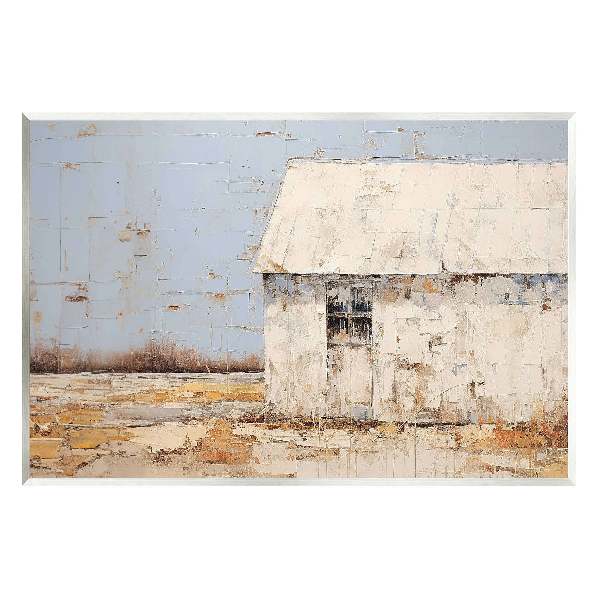 Stupell Industries Rustic White Barn Abstract Painting Unframed Art Print Wall Art, 19 x 13