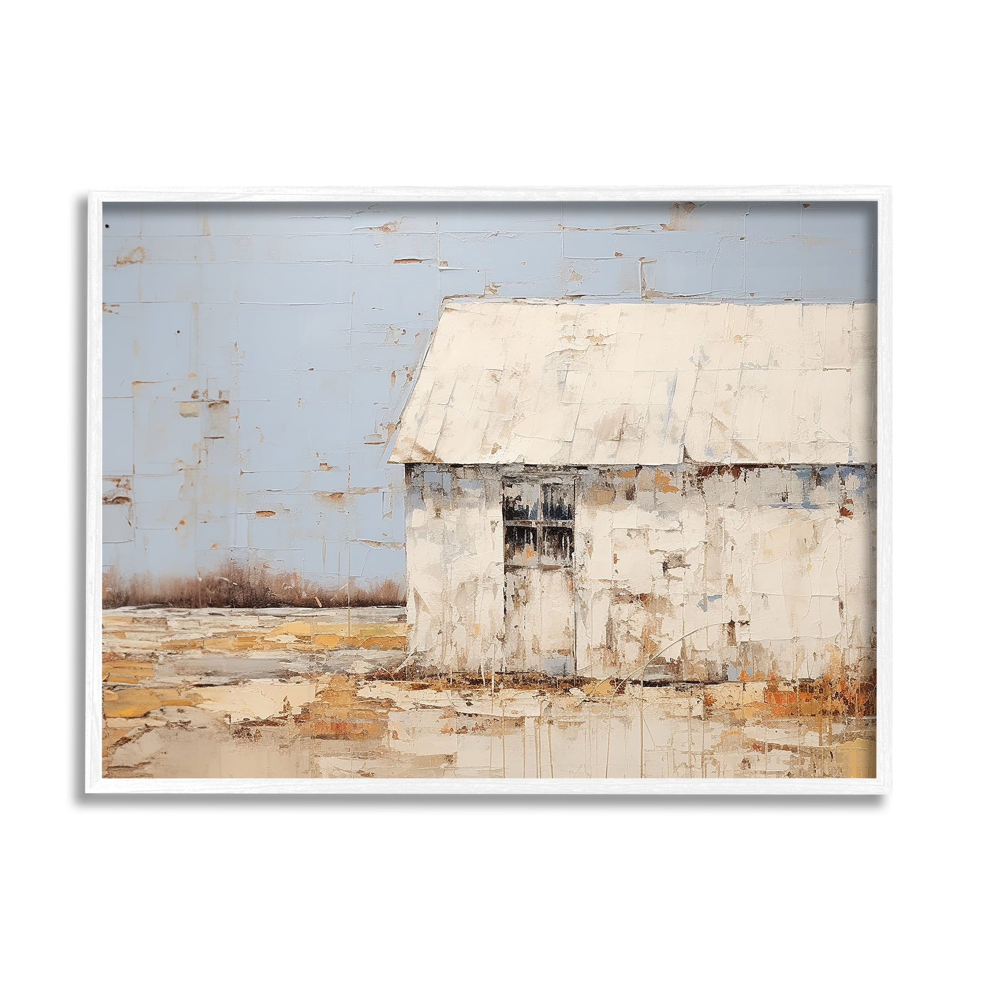 Stupell Industries Rustic White Barn Abstract Painting White Framed Art Print Wall Art, 14 x 11
