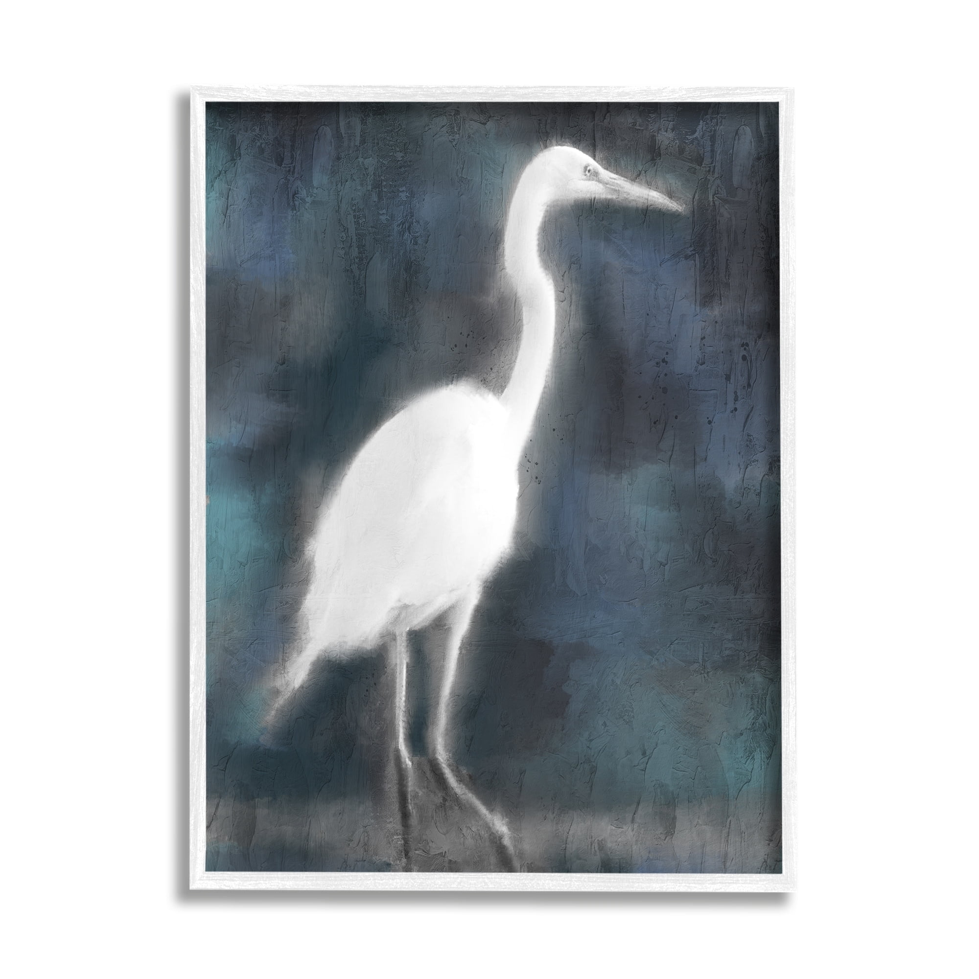 Stupell Industries Rustic White Heron Rustic Distressed Scene Tall Bird, 11 x 14, Design by Kim Allen