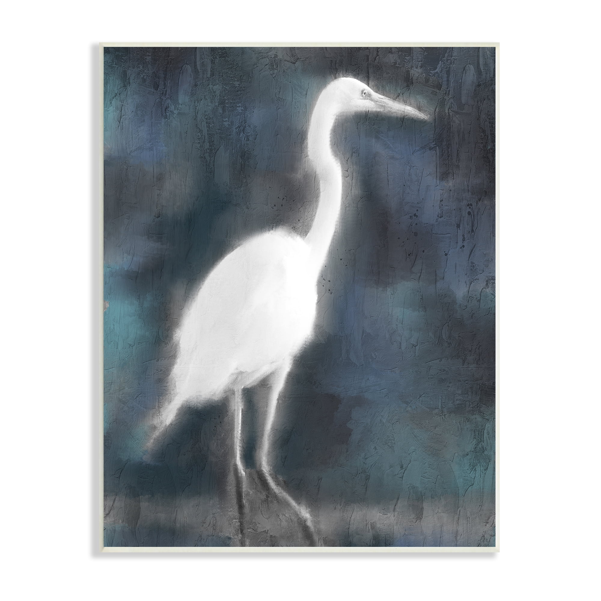 Stupell Industries Rustic White Heron Rustic Distressed Scene Tall Bird, 13 x 19, Design by Kim Allen