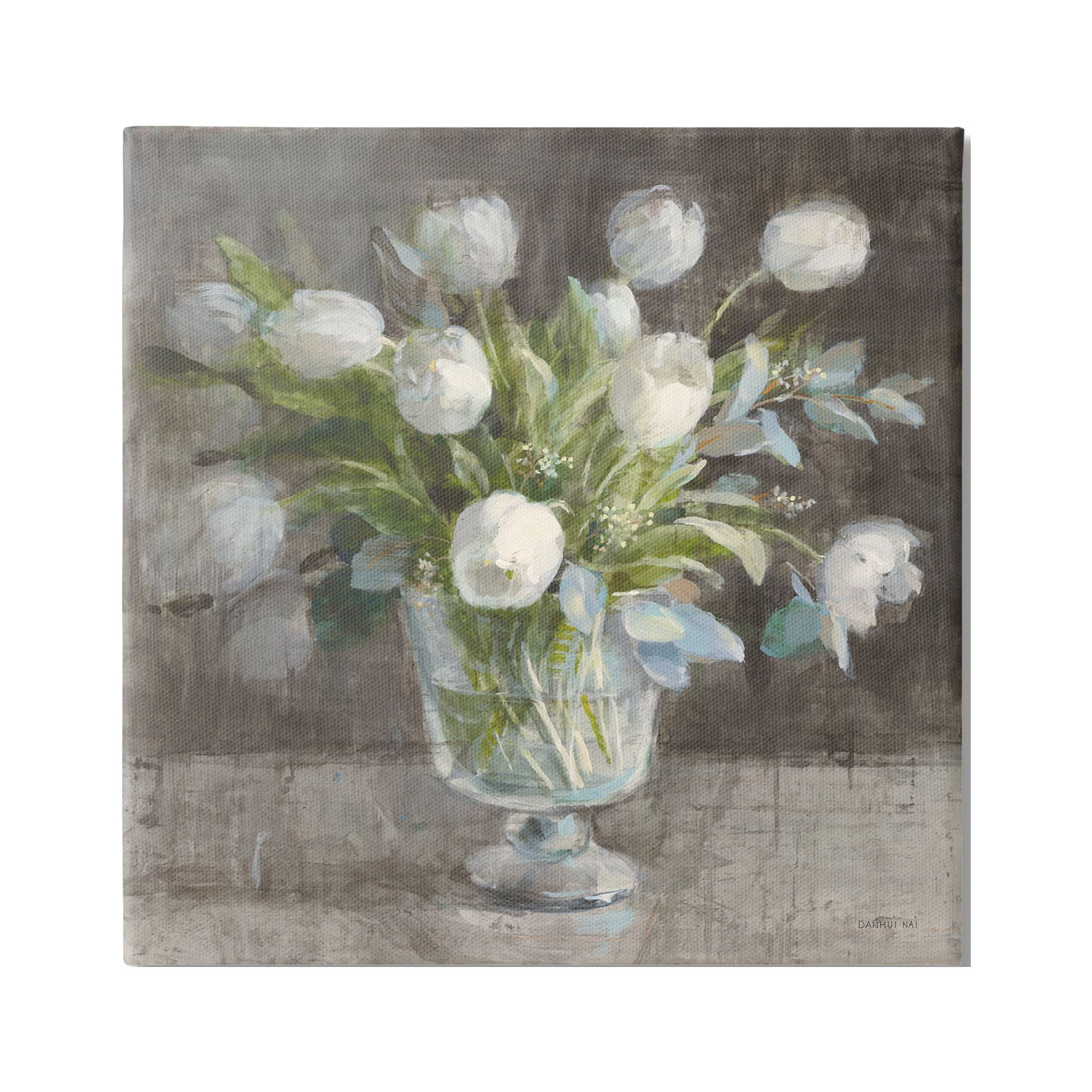 Stupell Industries Rustic White Tulip Vase Botanical & Floral Painting Gallery Wrapped Canvas Print Wall Art, 30 x 30