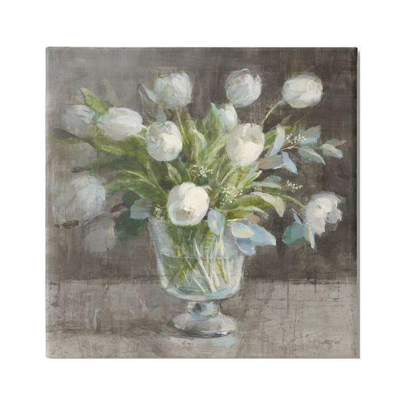 Stupell Industries Rustic White Tulip Vase Botanical & Floral Painting Gallery Wrapped Canvas Print Wall Art, 36 x 36