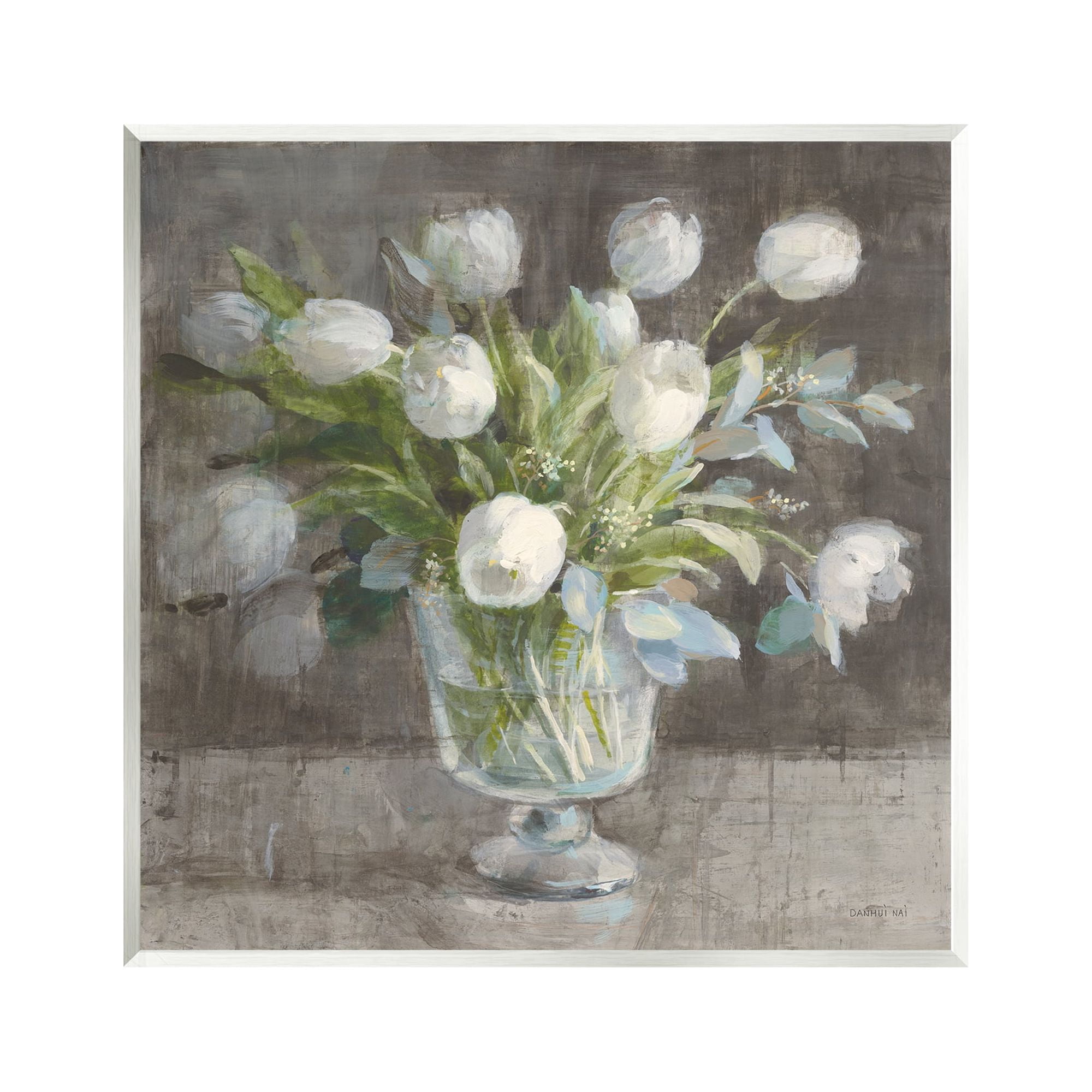Stupell Industries Rustic White Tulip Vase Botanical & Floral Painting Unframed Art Print Wall Art, 12 x 12