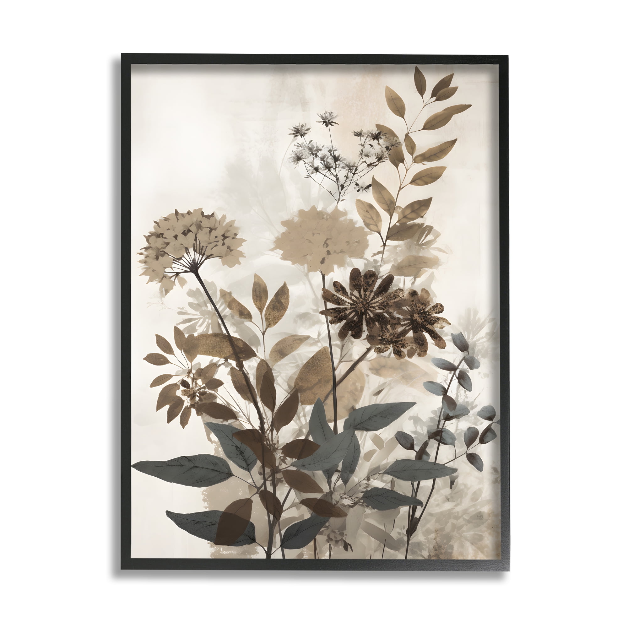 Stupell Industries Rustic Wild Foliage Botanical & Floral Painting Black Framed Art Print Wall Art, 24 x 30