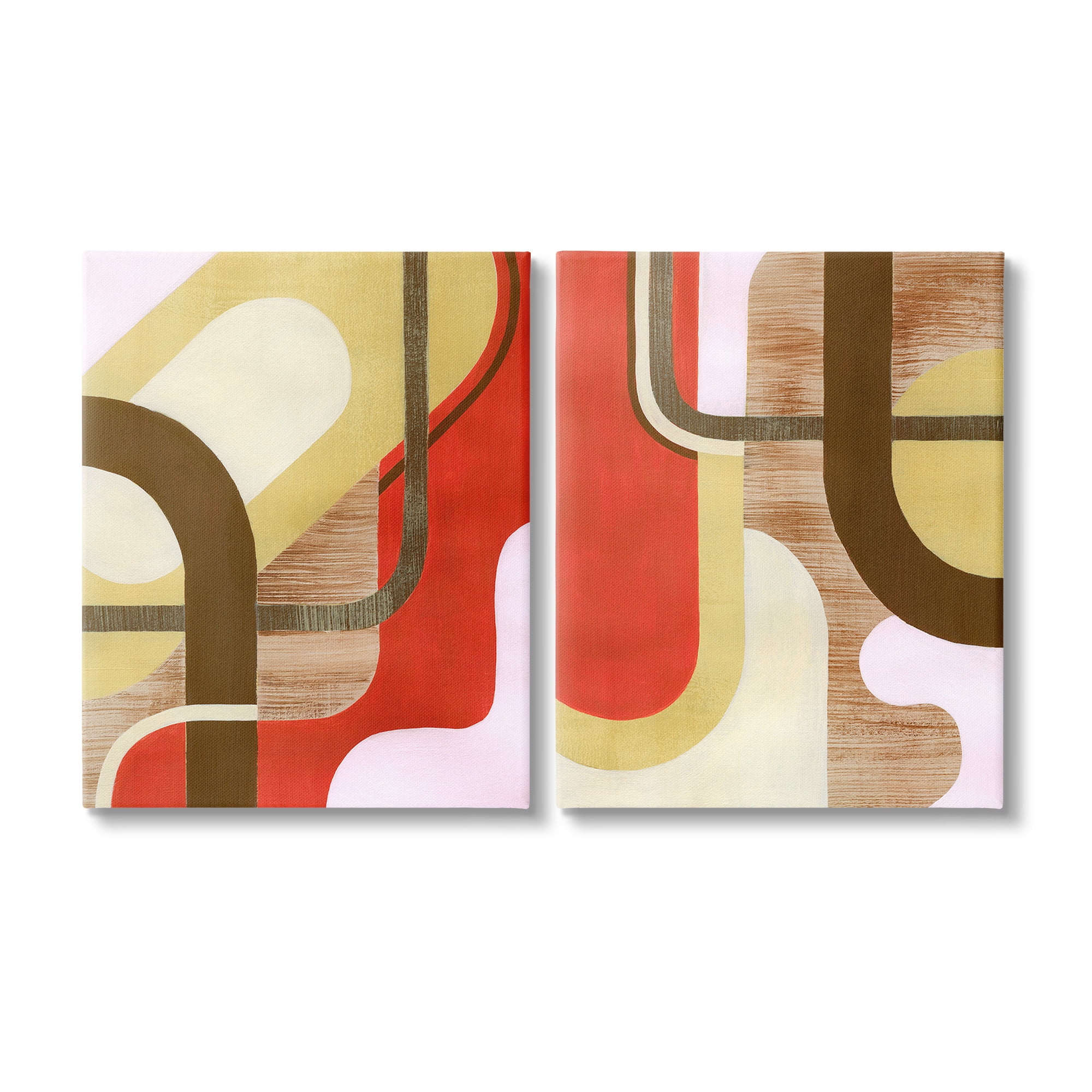 Stupell Industries Rustic Winding Shapes Abstract Painting Gallery Wrapped Canvas Art Print Wall Art, 24 x 30, Set of 2