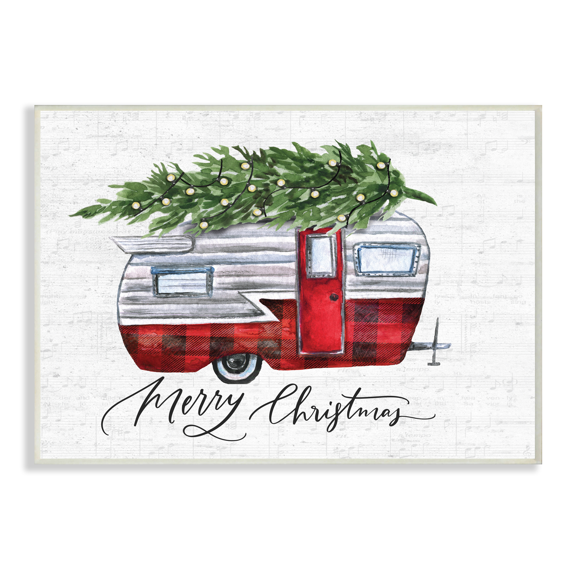 Stupell Industries Rustic Winter Camper Merry Christmas Phrase Holiday Painting Wall Plaque Art Print Wall Art, 10 x 15