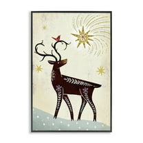 Stupell Industries Rustic Winter Deer Animals Painting Black Framed Art Print Wall Art, 12 x 18