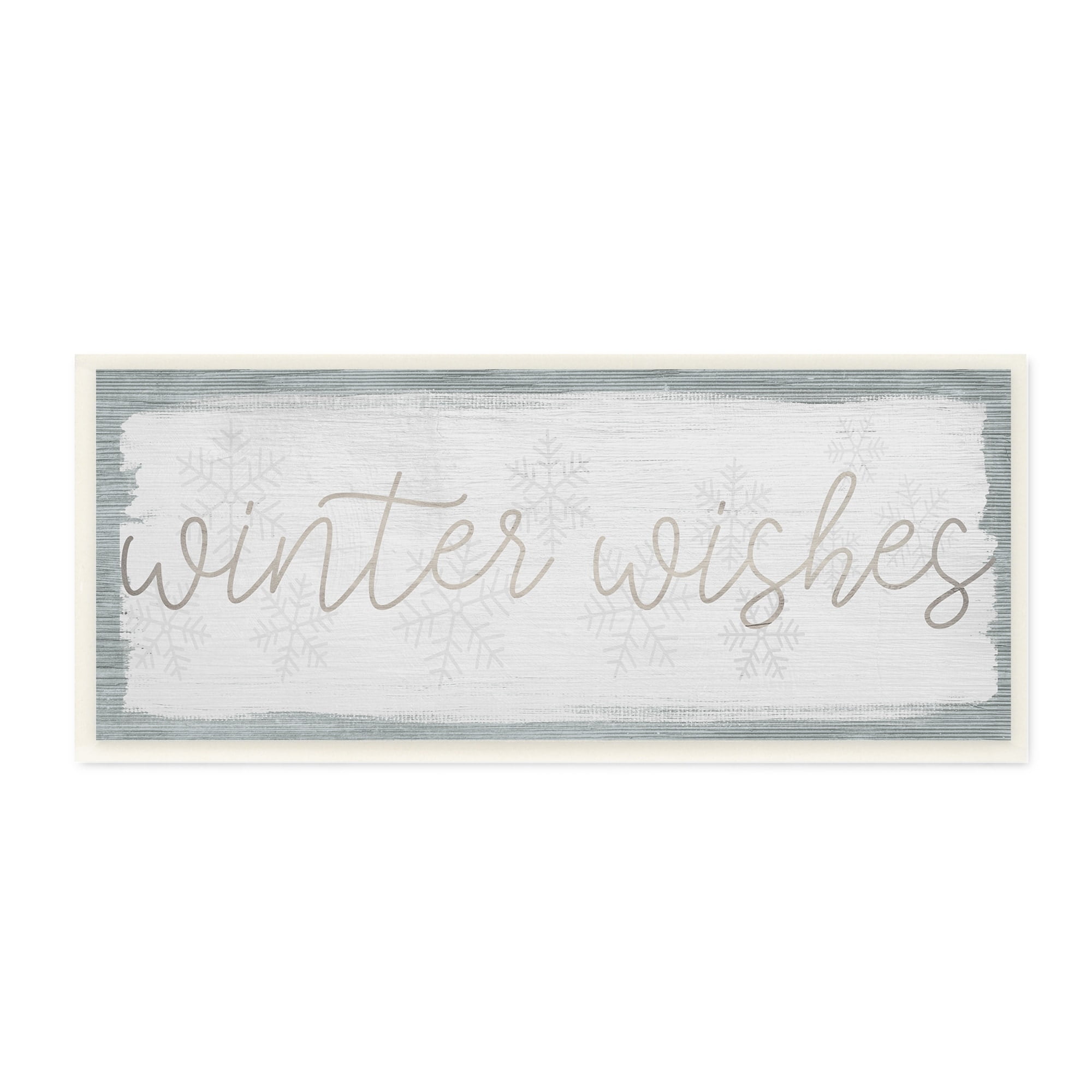 Stupell Industries Rustic Winter Wishes Sentiment Soft Snowflake Pattern, 17 x 7,Design by Daphne Polselli