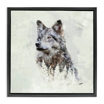 Stupell Industries Rustic Wolf & Trees Animals & Insects Painting Black Floater Framed Canvas Art Print Wall Art, 18 x 18