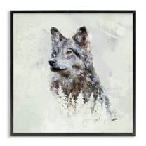 Stupell Industries Rustic Wolf & Trees Animals & Insects Painting Black Framed Art Print Wall Art, 12 x 12
